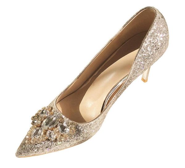 

2020 new fashion silver luxury beaded sequined designer women wedding shoes high heels 8cm pointed toes pumps wedding dress shoes 6039443, Black