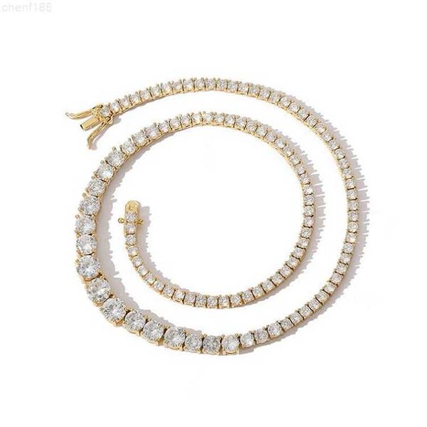 

gradual change s925 plated 18k gold iced out hip hop chain cz tennis chain, Silver