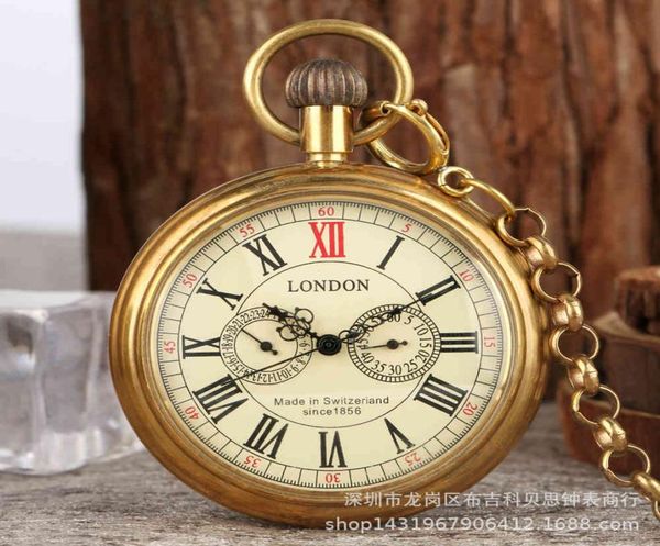 

a brass uncovered roman five pin manual mechanical pocket watch9251942, Slivery;golden