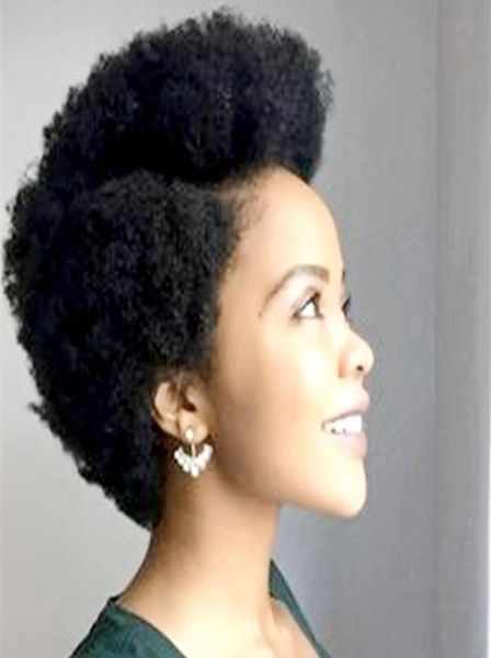 

short afro kinky curly human hair wigs mongolian bob pixie cut full machine wig5593569, Black;brown