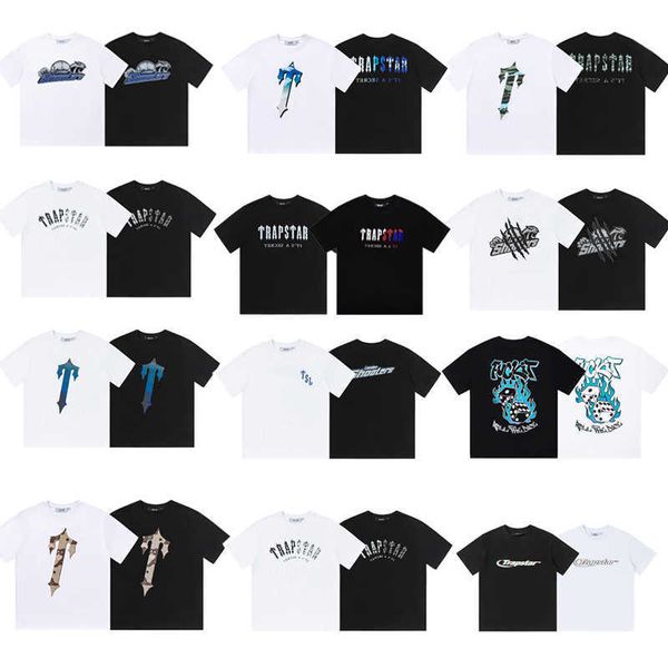 

trapstar gradient printed short sleeved summer men's t-shirt men's loose cotton trendy brand uk casual ins, White;black