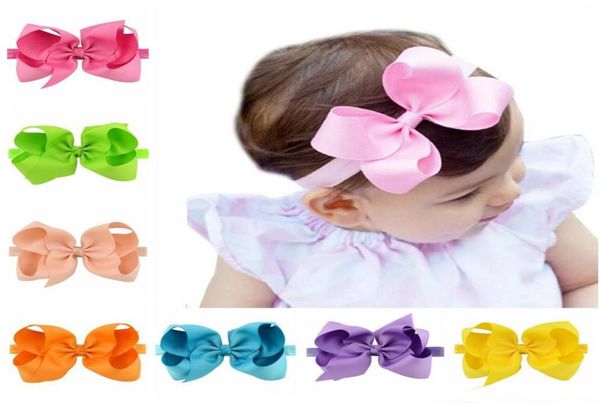 

whole ribbon baby girls big bow headbands 6 inch grosgrain ribbon boutique bows flowers headband infant toddler elastic hairba3689311, Slivery;white