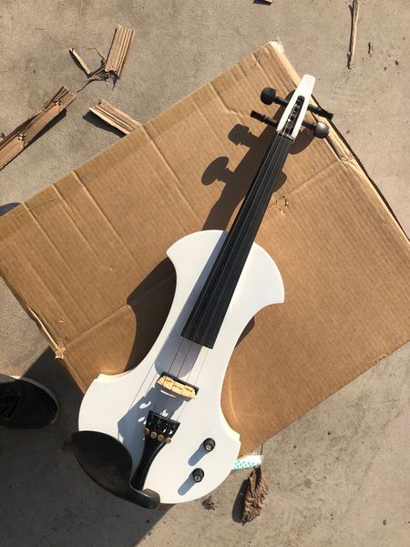 

advanced new 4string white electric violin 4/4 nice tone case bow #ev19
