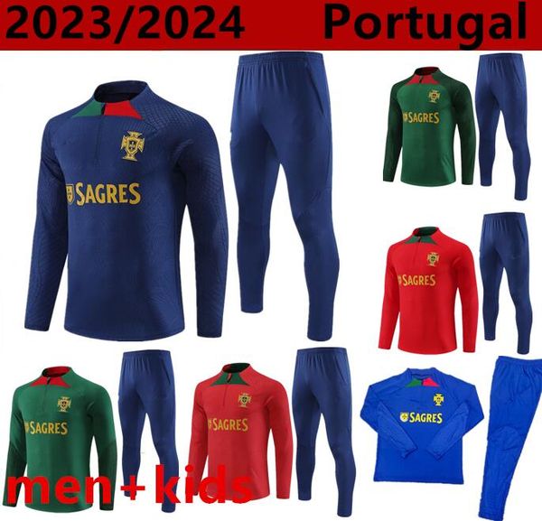 

23/24 portugal long sleeve sportswear joao felix ruben neves bruno ronaldo fernandes portugieser 23/24 portugal sportswear men children set, Black