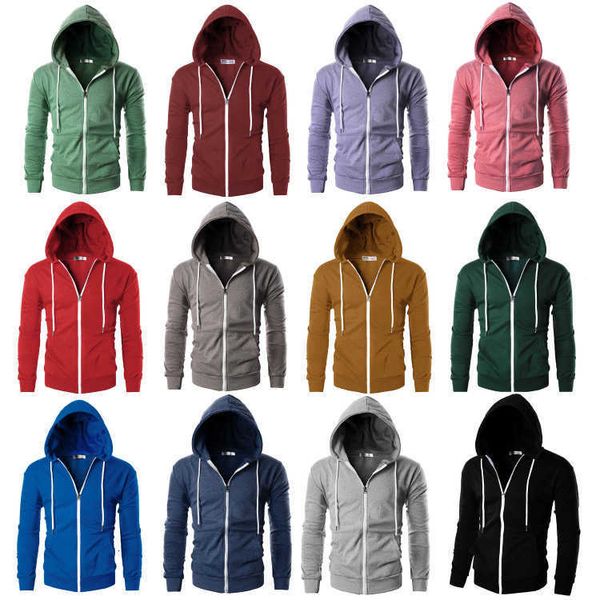 

men's hooded zip cardigan jacket loose sweater, Black