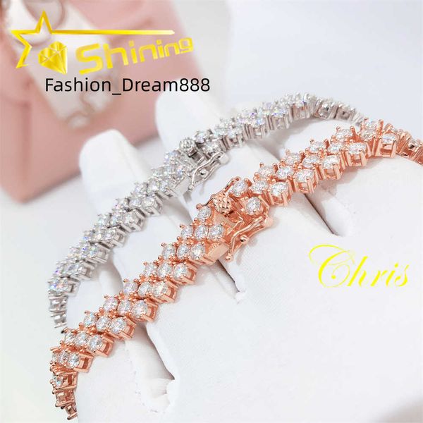 

tennis chain hip hop jewelry gra vvs moissanite diamond cuban bracelet, Silver