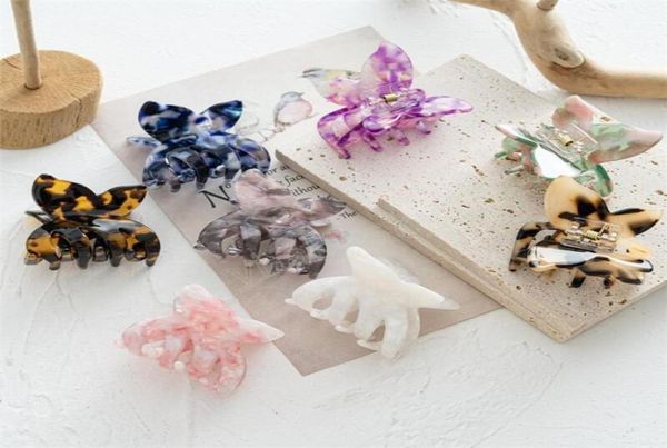 

2022 ins korean fashion small butterfly catch acetate hair clip claws acrylic leopard hair accessories for women girls3971652, Slivery;white