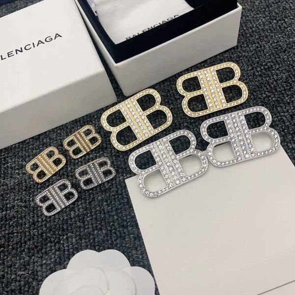 

earrings designer new fashion shining diamond double b letter earrings for female minority design sense high grade cold wind mesh red silver, Golden