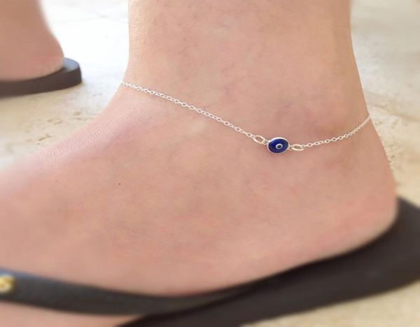 

ladies evil eye alloy plating simple anklet0123455986242, Red;blue