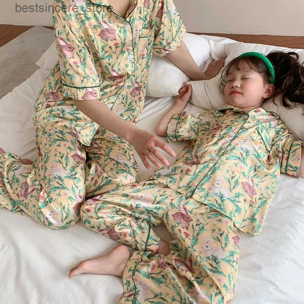 

mom and baby boy coming-home outfit parent-child matching mommy and daughter girls pajama set women's summer clothing sleep, Blue
