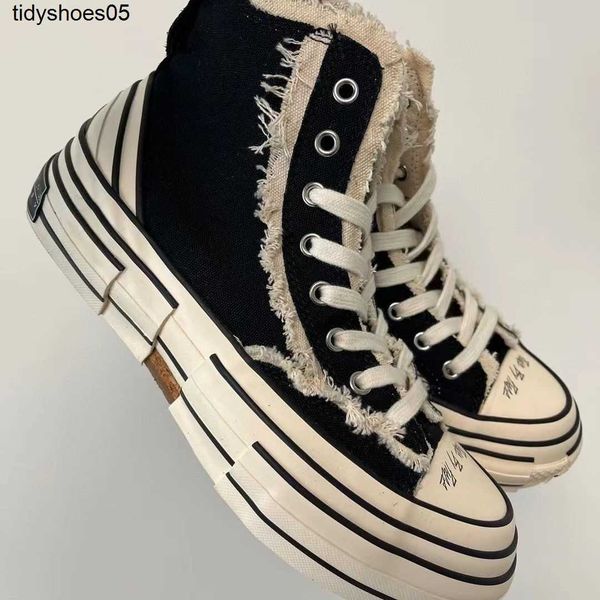 

xvessel wu jianhao's same black high inner raised thick soled canvas shoes vulcanized for men and women beggars