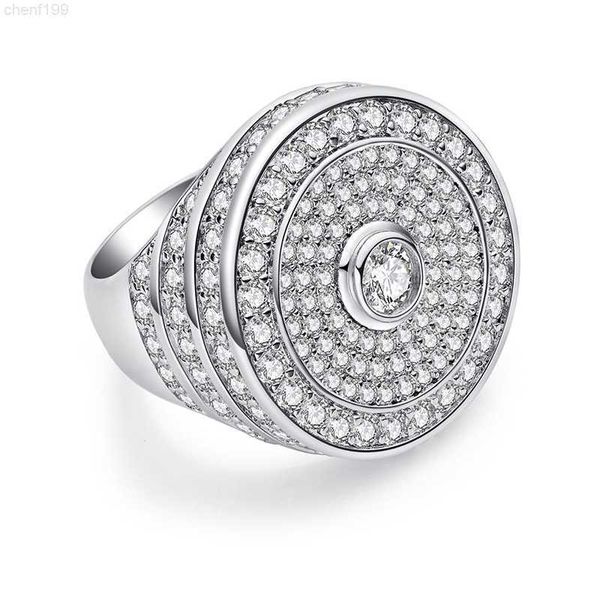 

luxury trend diamond ring s925 silver-plated pave setting white gold fashion jewelry ring hip-hop men
