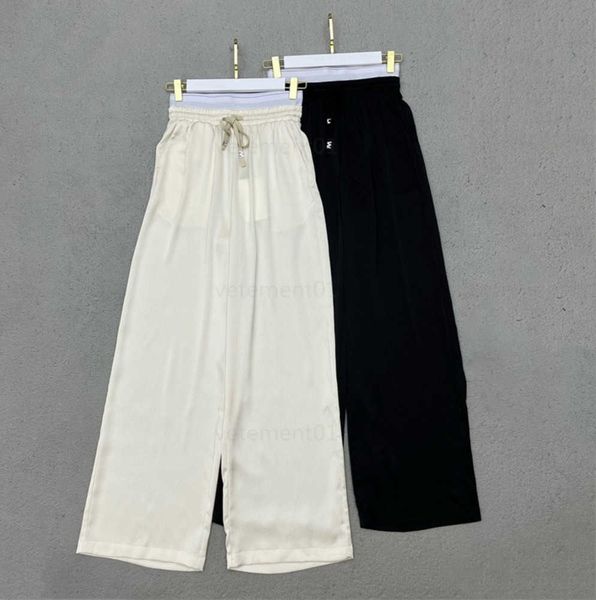 

summer designer tracksuit long pant wide leg pants fabric comfortable drawstring rubber waist design casual sports pants tracksuits women 06, Black;white