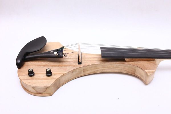 

5string electric violin 4/4 solid wood case bow clear coat ebony fittings