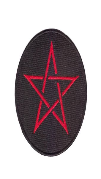 

red pentagram embroidered patch wicca witchcraft devil ironon black red satanic fabric sewing children cartoon patch8809314
