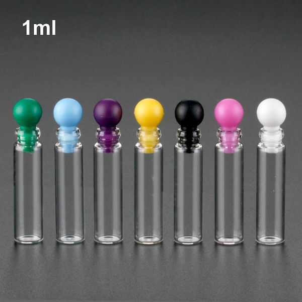

wholesale glass perfume bottles 1ml refillable perfume sample bottle essential oil trial tube with colorful cork