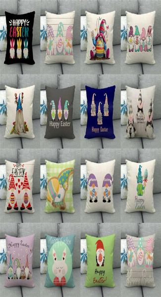 

45 designs pillow case happy easter letter 4545cm sofa nap cushion home decoration gnome rabbit faceless dwarf hug egg pillow cov5119747