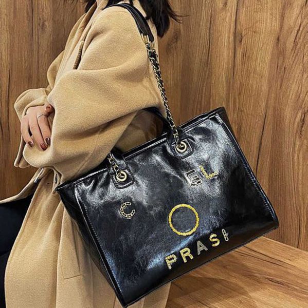 

fashion women's luxury hand bags beach bag brand ch metal badge classic totes handbags small mini pearl handbag female capacity large l