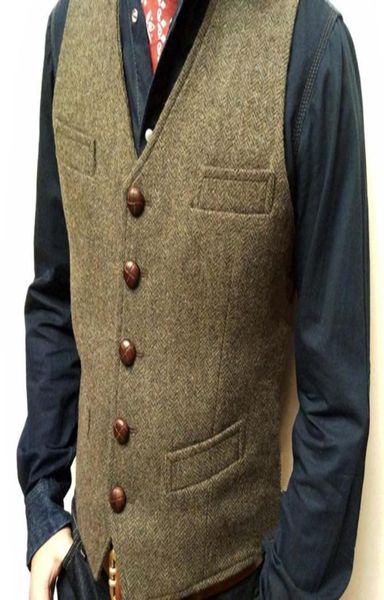 

2019 wedding groom vests wool single breasted herringbone tweed vests groomsmen vest mens suit vest prom waistcoat custom made6926179, Black