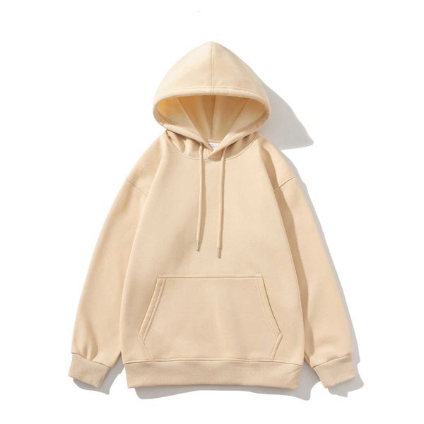 

solid color plush hooded sweater for men and women loose fitting autumn winter team student trend top, Black