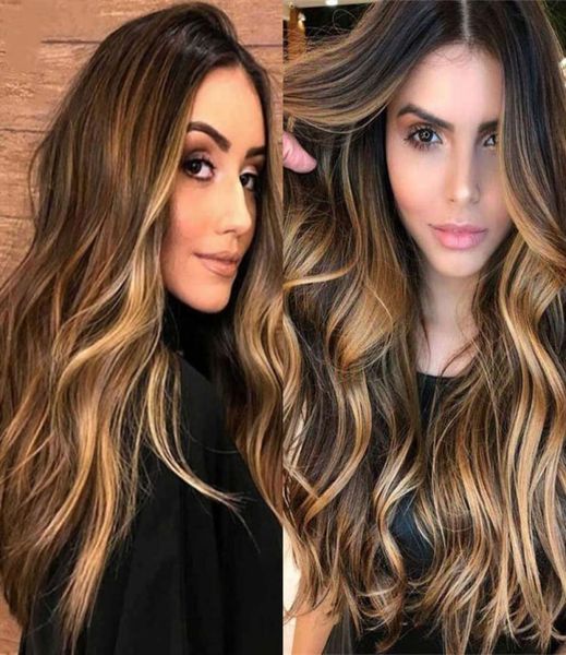 

human hair wigs european and american headgear dyeing midlength curly gradient gold5618839, Black