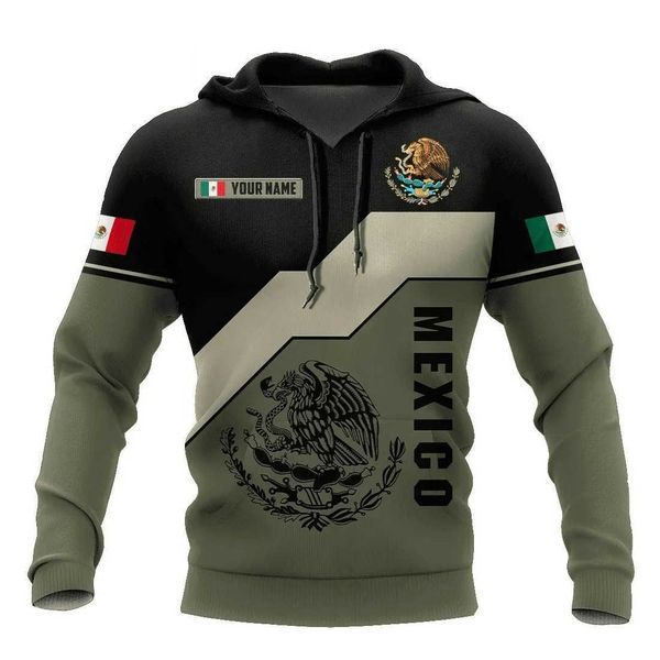 

2022 men's sweater mexico boys' 3d printing autumn and winter hooded, Black