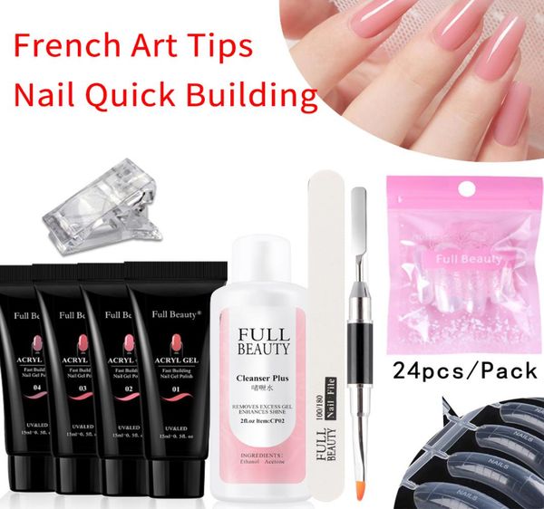 

6pcset quick building set acrylic gel nail extension finger nail manicure acryl gel polish varnish pink nail art mold tips ch18097143713