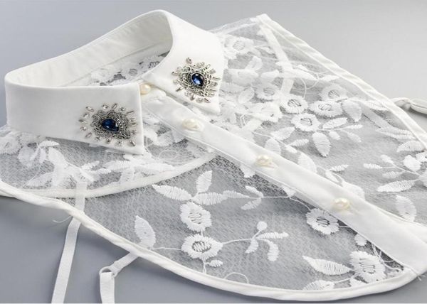 

bow ties women lace floral fake collars vintage shirt detachable false collar blouse lapel elastic tie girls white faux col2994894, Black;gray