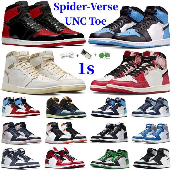 

basketball shoes jumpman1 1s sneakers spider-verse washed pink bred patent denim university blue lost found hyper royal unc toe men women sp