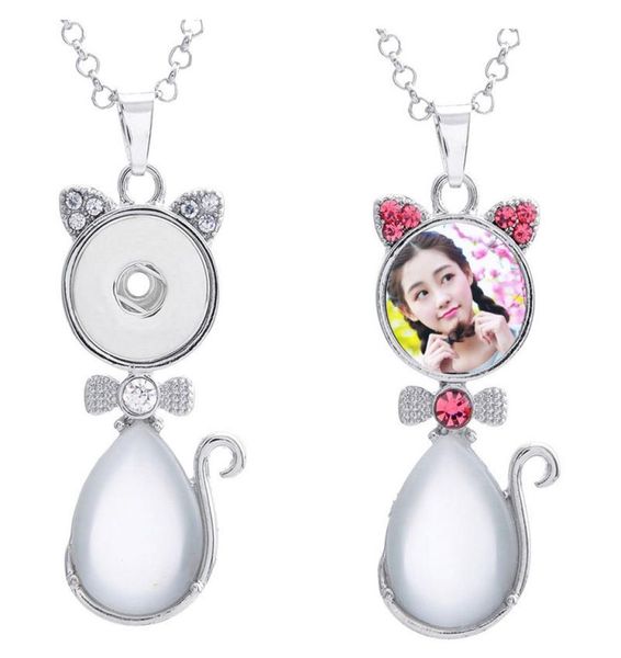 

dye sublimation button necklace pendant for women fox heart necklaces pendants for transfer printing blank consumables9669852, Silver
