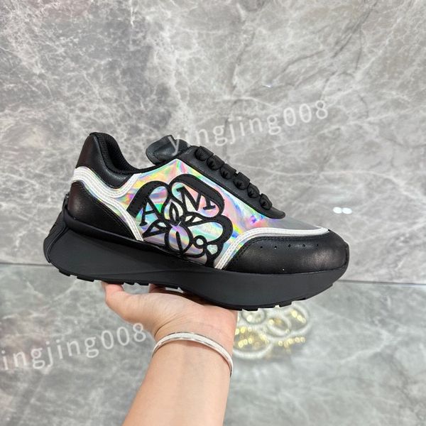 

luxurys ladies graffiti white shoes mens leather casual shoes platforms print fashion personality couple sneakers women xinshidai230403, Black
