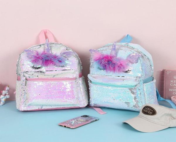 

2 colors unicorn backpacks kids girls cartoon 3d sequins animal school bag new teenagers fashion travel backpack3960028