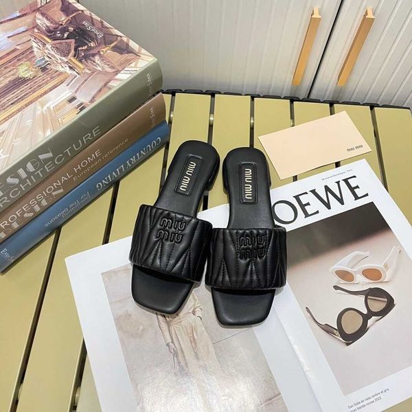 

slide shoes women mius designer sandals slippers beach wear seaside holiday caligae flat bottom square open toe flip flops in summer 9ntp