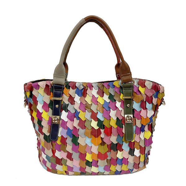 

shoulder bags new leather women's bag style sheepskin spliced flower single crossbody 230619