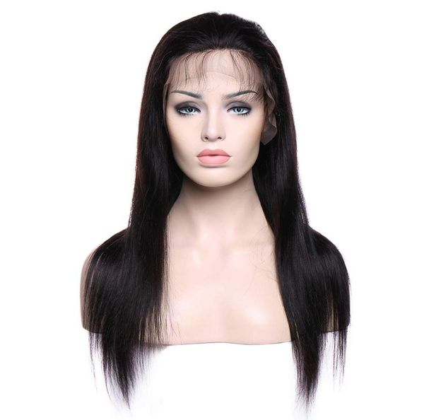 

100 brazilian human hair full lace wigs glueless long straight lace wig with baby hair pre plucked for black women3104825