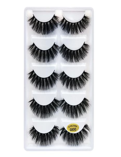 

whole 3d mink false eyelashes 5 pairs of soft natural long thick crisscross winged lashes g800 no fall off coloris makeup beau2636019