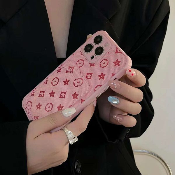 

designer leather print embossed flower cell phone cases for apple iphone 14 13 12 11 pro max xr xs 7 8 plus se2 luxury fine cutouts mobile b