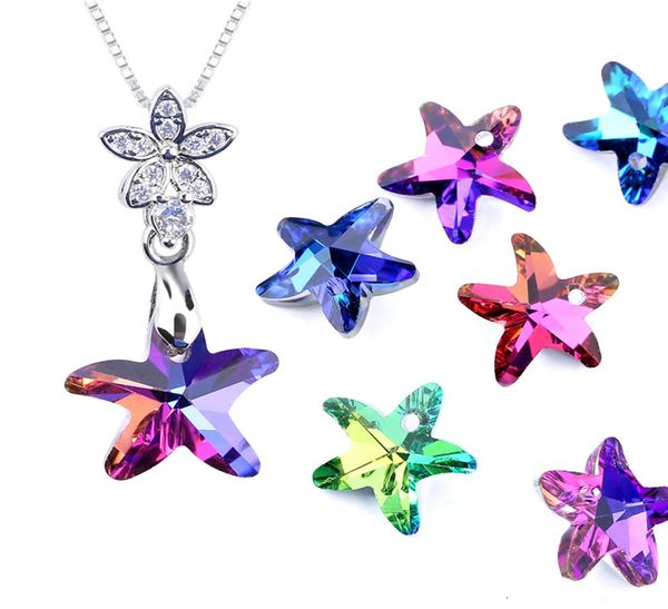 

14mm multicolor starfish pendant glass beads crystal charms for women jewelry making necklaces diy earring findings 12pcslot7458176
