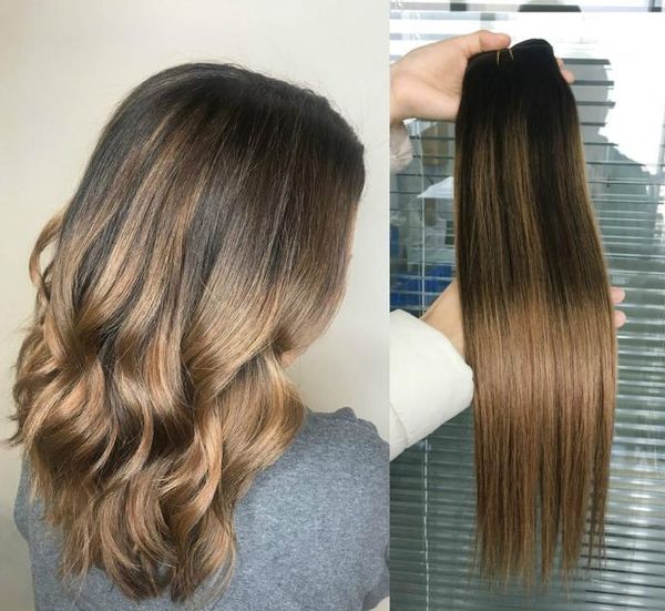 

ombre human hair extensions virgin brazilian peruvian malaysian indian stiangth balayage brown blonde t26 ombre hair weave bundl5125271, Black