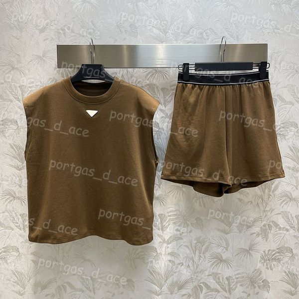 

women t shirt shorts set sports style tank casual elastic shorts, Black