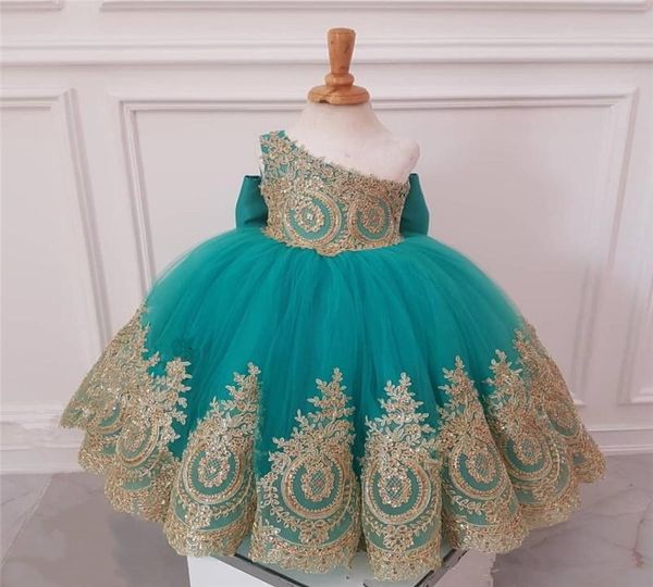 

african girls gold flower girls039 dresses ball gown one shoulder knot bow long tulle girls birthday first communion for 4911654, White;blue