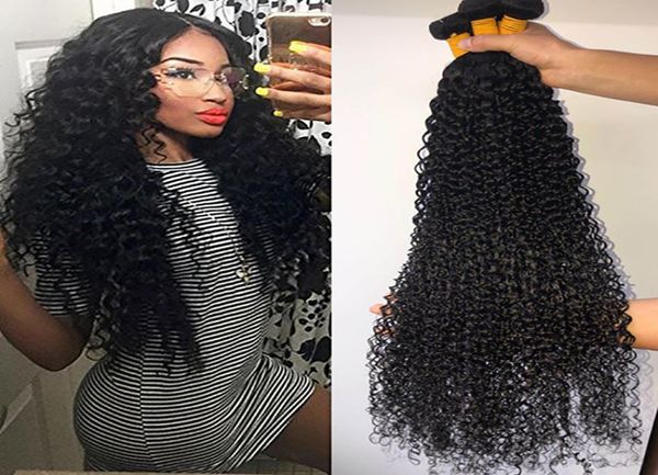 

28 30 40 inches deep wave bundles with closure brazilian curly 100 human hair water wave 3 4 bundles weave and lace closure5125190, Black