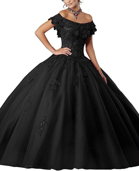 

women039s girls ball gown beads party dress lace prom gowns sweet elegant evening dresses vestidos de festa longo evening gowns3971200, Black