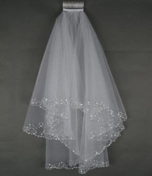 

wedding veils wedding bridal veil 2layer handmade beaded crescent edge bridal accessories veil white and ivory color in stock1487337, Black