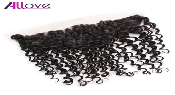 

8a peruvian deep wave lace frontal 1pc brazilian virgin hair malaysian deep curly frontal closure indian deep wave ear to ear clos1838284, Black;brown