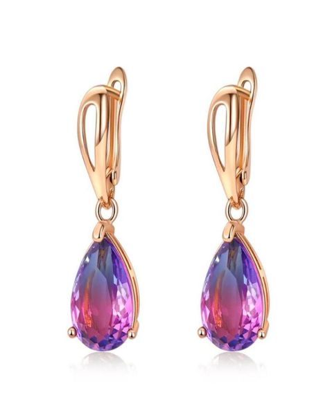 

dangle chandelier 8seasons trendy geometric water drop colorful gradient zircon earrings for women party gold copper jewelry5313866, Silver