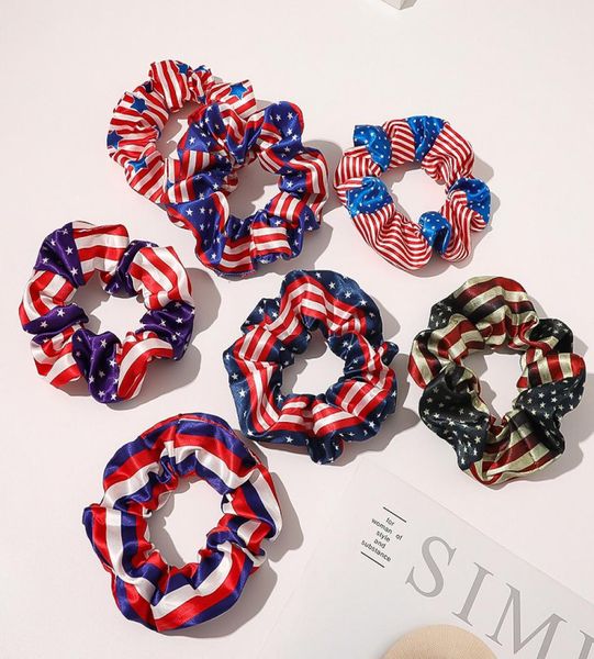 

hair accessories women girls us flag independence day scrunchies 4th of july elastic ring ponytail holder hairbands rubber band sc8198506, Slivery;white