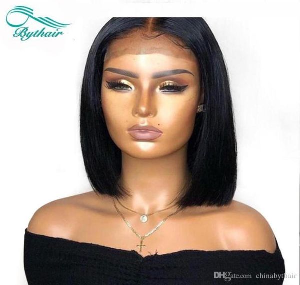 

d bythair short bob silky straight peruvian human hair full lace wigs baby hairs pre plucked natural hairline lace front wig bleac2846185, Black;brown