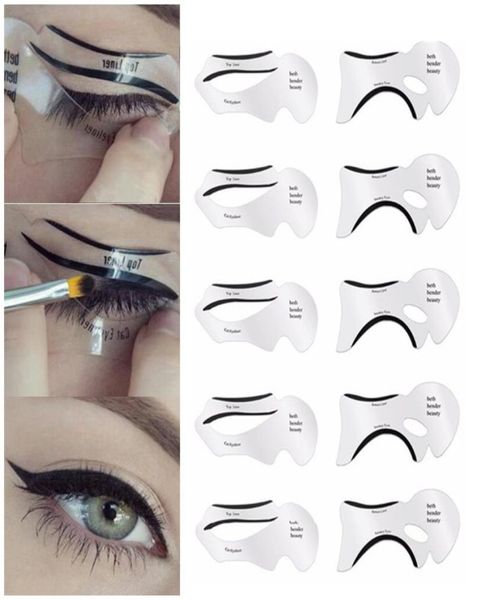 

10pcs eyeliner stencil cat eye fish tail double wing eyeliner stencil models template shaping tools eyebrows template card diy3329110