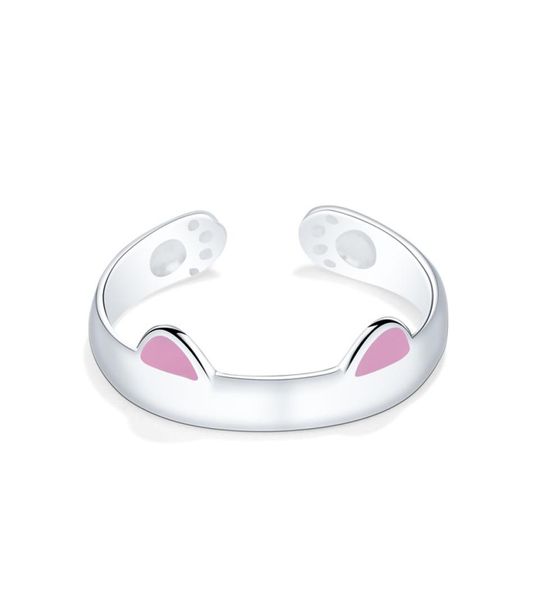 

silver cat ear finger ring open design cute fashion jewelry ring for women young girl child gifts adjustable ring whole1955684